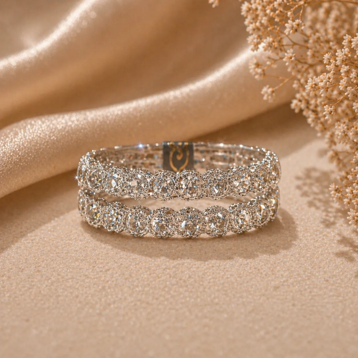 Silver crystal bangles Pakistan Silver crystal bangles Pakistan with elegant sparkling stone detailing