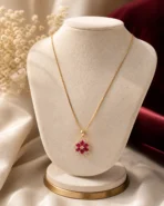 ruby flower pendant necklace for women Lumira PK Jewelry gold floral design