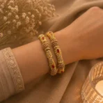 Enchanting Kundan Ruby Bangle Pair for Women | 2-Piece Bridal Stone Kangan with Crystal Detail - Image 2