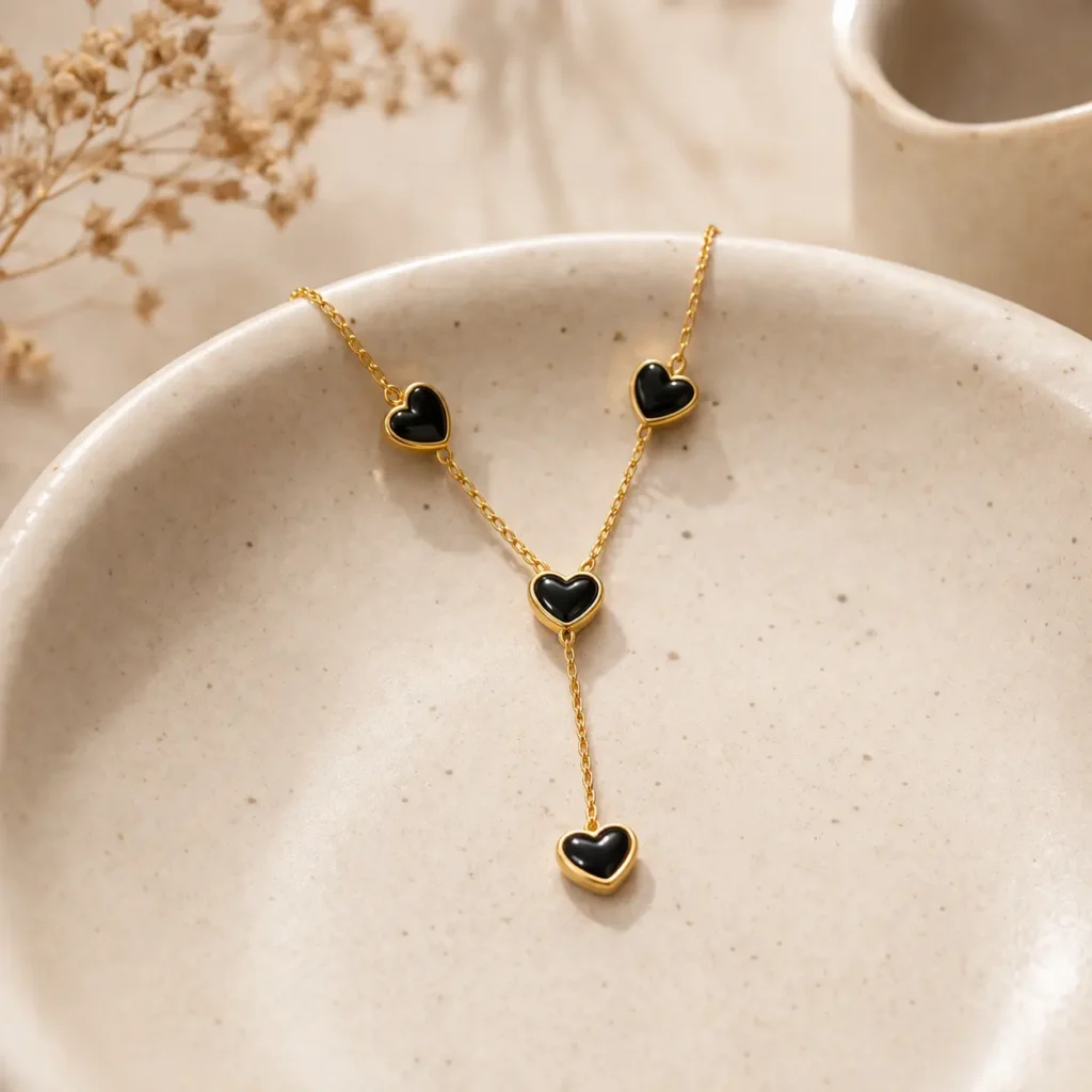 black heart drop necklace for women luxury gold chain jewelry by lumira pk