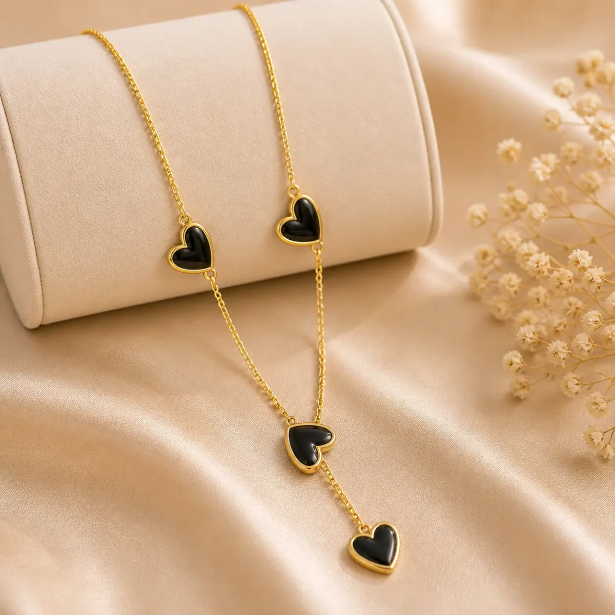 black heart drop necklace for women luxury gold chain jewelry by lumira pk