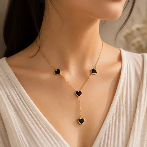 black heart drop necklace for women luxury gold chain jewelry by lumira pk