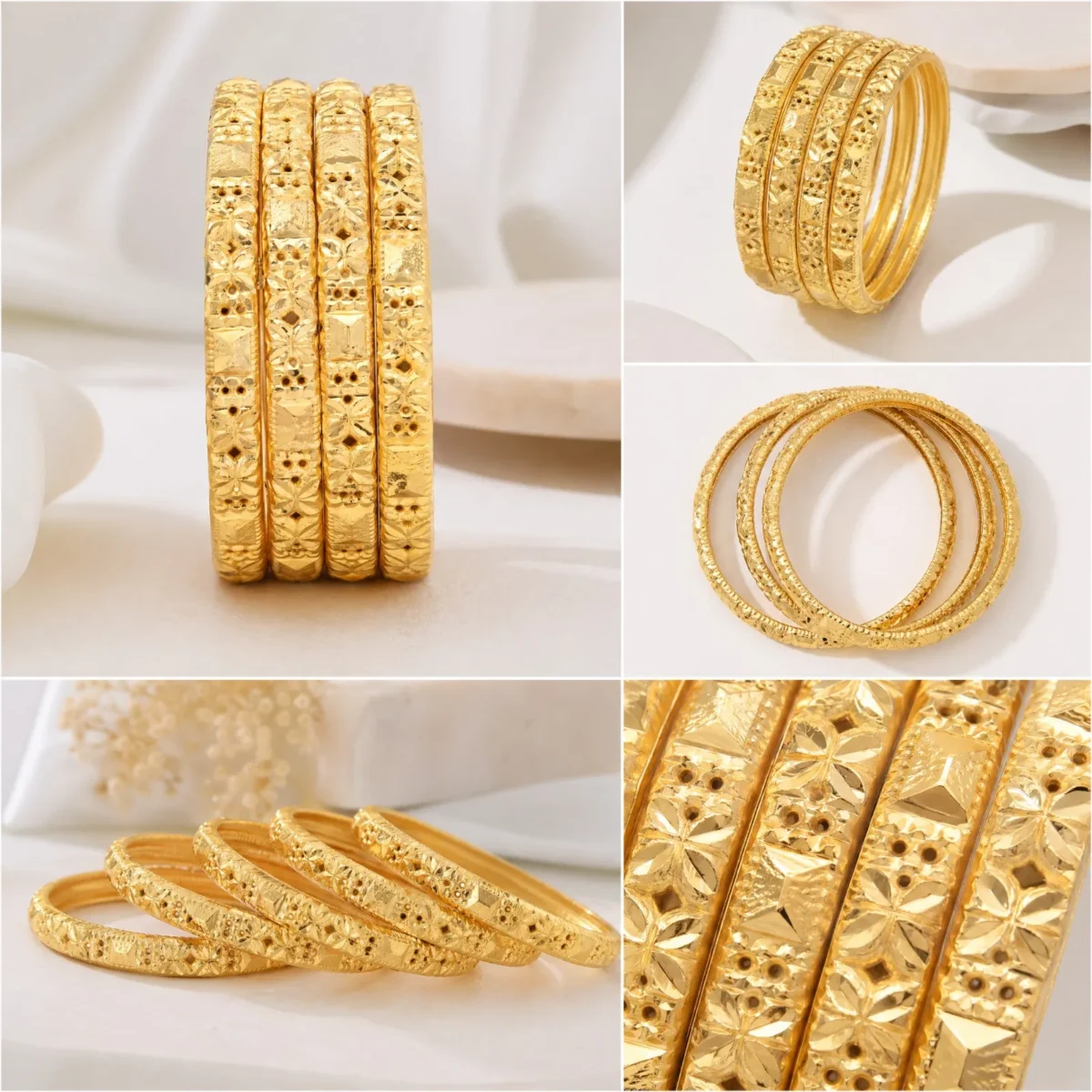 4Pc Noor Bangles – Luxury Gold Stack for Women - Image 3