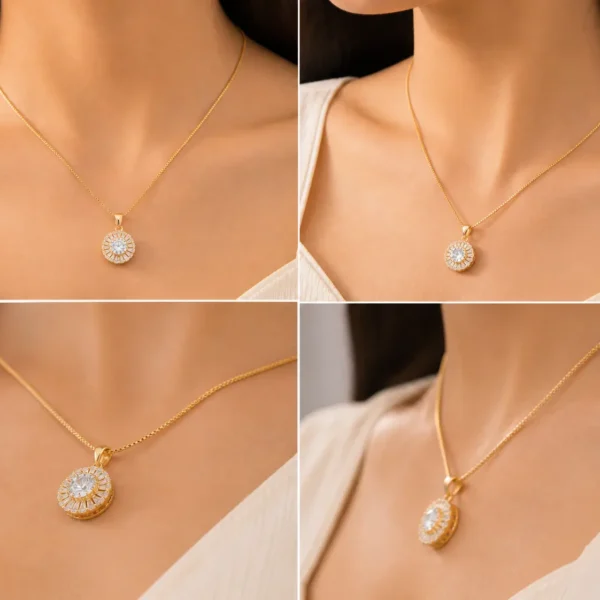 Gold halo pendant