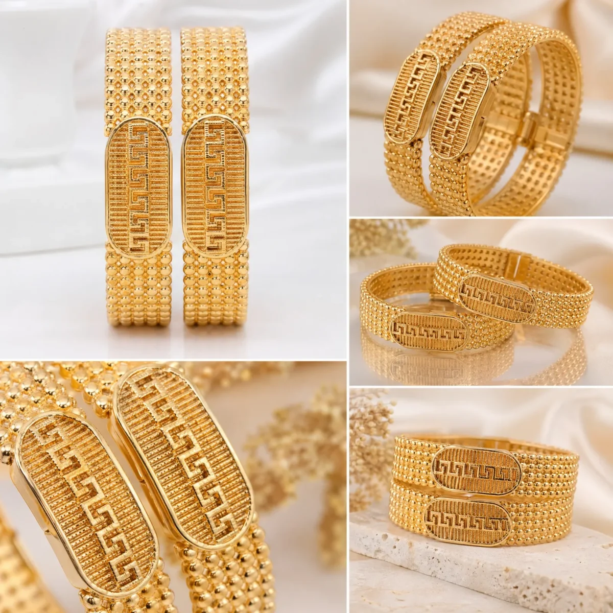 2 Luxe Gold Plated Bracelet Set for Women | Striking Timeless Vibe - Image 3