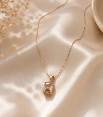 Gold plated crystal pendant necklace Pakistan elegant minimalist jewelry