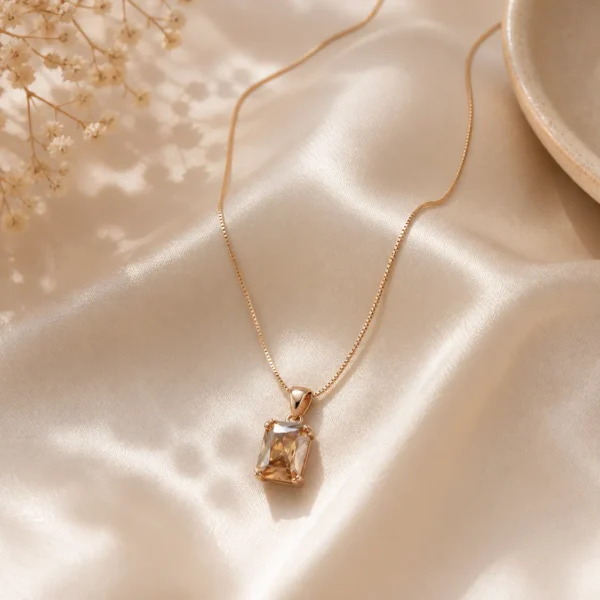 Gold plated crystal pendant necklace Pakistan elegant minimalist jewelry