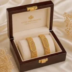 Luxe gold plated bracelet set Pakistan in a premium wooden display box