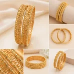 4 Exquisite Gold Carved Bangles for Women | Timeless Heritage - Image 3
