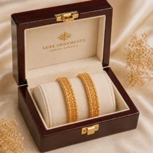 Gold carved bangles Pakistan – luxurious set of 4 intricately detailed traditional bangles by Lumira PK