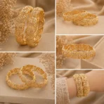 2 Radiant Floral Cutwork Bangles for Women | Irresistible Gold Finish - Image 2