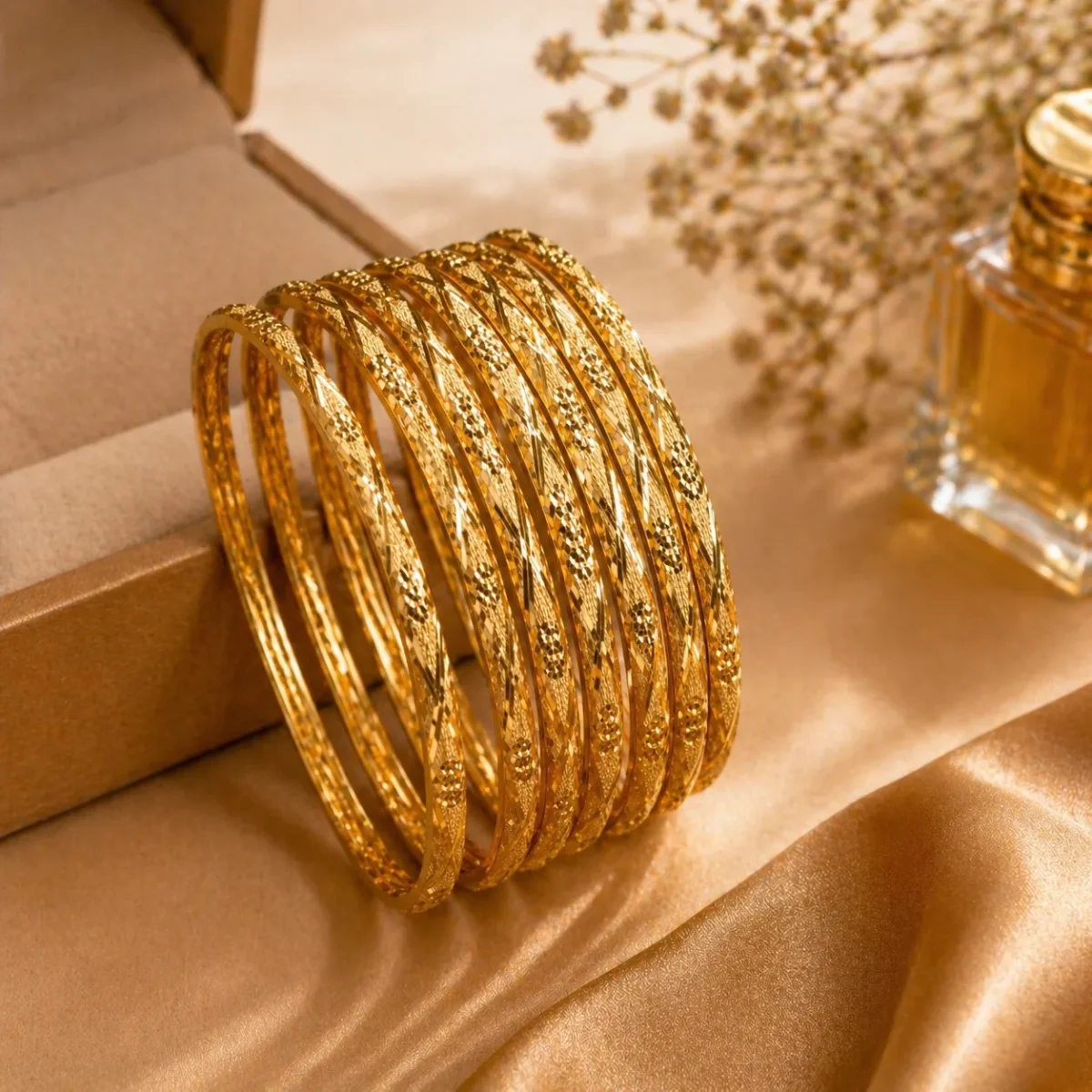 6Pc Dazzling Bangles – Graceful Gold Stack for Women - Image 3