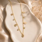 Gold Coin Pendant Necklace for Women – Luxury 7 Charm Design | Lumira PK Jewelry - Image 3