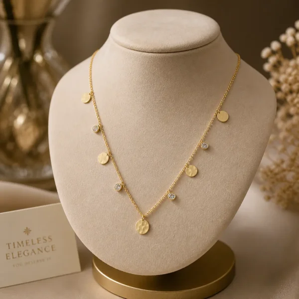 Gold Coin Pendant Necklace for Women – Elegant 7 Charm Design | Lumira PK Jewelry