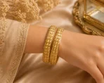 2 Gleaming Geometric Bangles | Never-Fading Gold Finish - Image 2