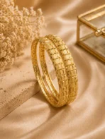 2 Gleaming Geometric Bangles | Never-Fading Gold Finish - Image 3