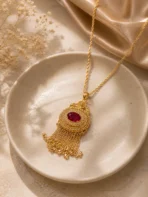 gold pendant necklace Pakistan Lumira PK Jewelry royal red gemstone