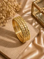 6Pc Regal Bangles – Bold Engraved Gold Stack for Women - Image 3