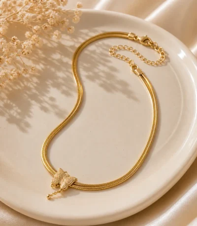 butterfly gold necklace Pakistan Lumira Jewelry minimal elegant design