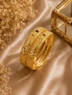 2 Alluring Gold Plated Floral Bangles for Women | Timeless Traditional Pair - Image 2