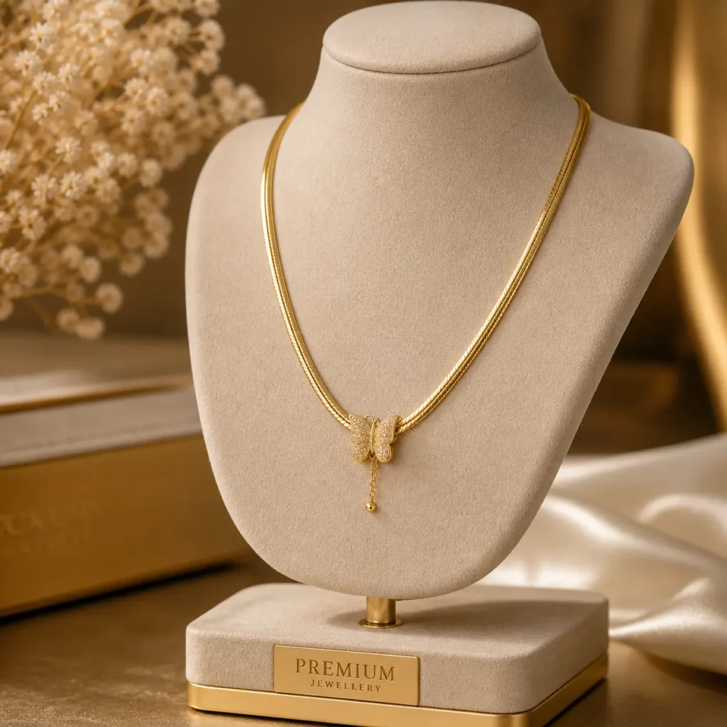 butterfly gold necklace Pakistan Lumira Jewelry minimal elegant design