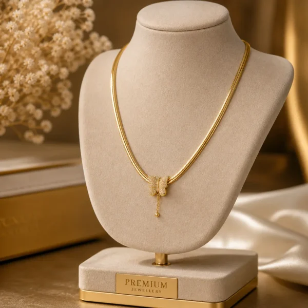 butterfly gold necklace Pakistan Lumira Jewelry minimal elegant design