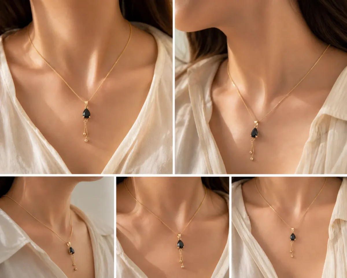 black stone pendant necklace Pakistan Lumira PK Jewelry elegant minimal design