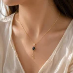 black stone pendant necklace Pakistan Lumira PK Jewelry elegant minimal design