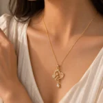 gold heart clover necklace display premium jewelry lumira pk