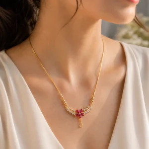 floral ruby necklace for women Lumira PK Jewelry gold statement design
