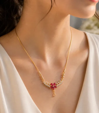 floral ruby necklace for women Lumira PK Jewelry gold statement design