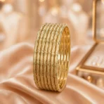 Gold bangle set Pakistan — 6-piece diamond-cut stacking bangles by LumiraPK