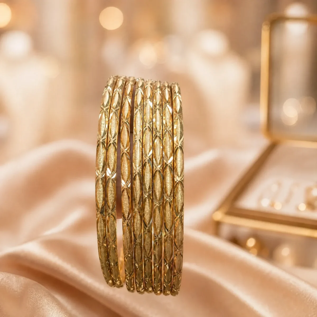 Gleaming 6-Piece Gold-Plated Flawless Bangle Set for Women - Image 3
