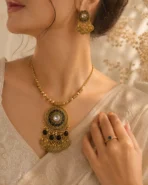 Black Antique Necklace Set Pakistan | Vintage Coin Jewelry - Image 2