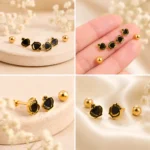 Black Heart Stud Earrings Set for Women in Pakistan