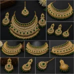 Emerald Bridal Necklace Set Pakistan | Luxury Wedding Jewelry - Image 3