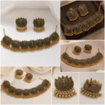 Antique Lotus Choker Necklace Set for Women - Image 2