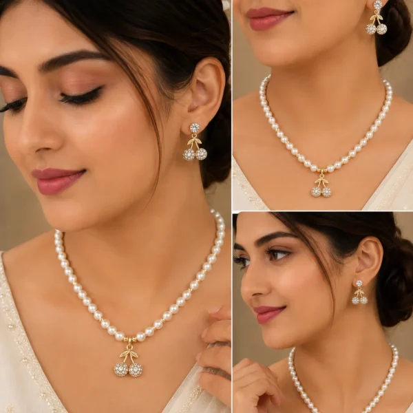 Cherry Pearl Necklace Set for Women in Pakistan