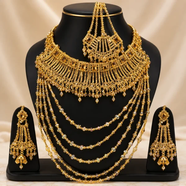 Gold Plated Bridal Choker Necklace Set for Women in Pakistan
