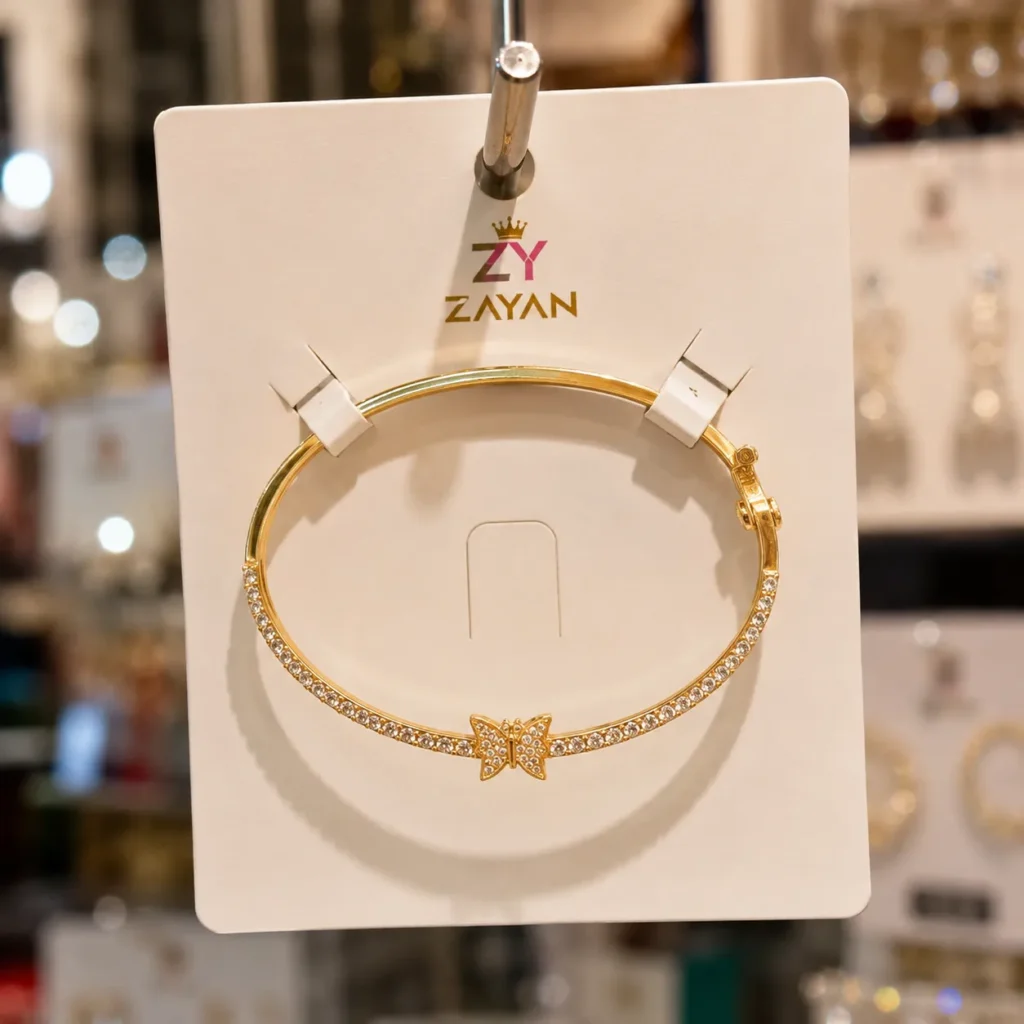 Butterfly crystal gold plated bracelet for women with zircon stones elegant fashion jewelry Pakistan