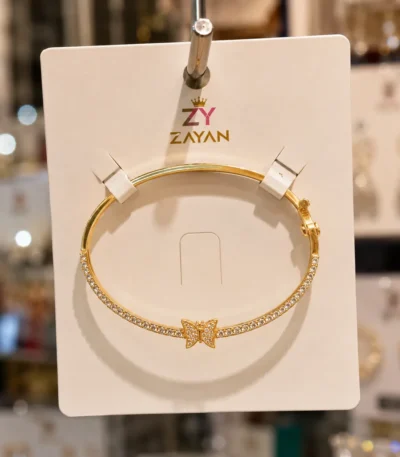 Butterfly crystal gold plated bracelet for women with zircon stones elegant fashion jewelry Pakistan