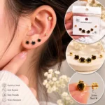 Black Heart Stud Earrings Set for Women in Pakistan