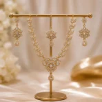 Luxury zircon necklace set with earrings and tikka for women gold plated artificial jewelry Pakistan