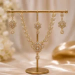 Luxury zircon necklace set with earrings and tikka for women gold plated artificial jewelry Pakistan