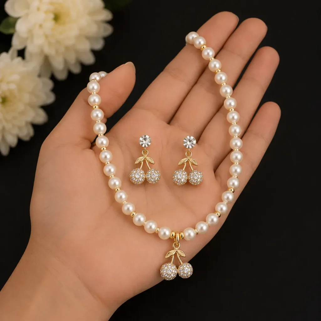 Cherry Pearl Necklace Set for Women in Pakistan