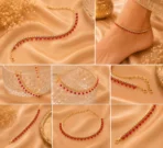 Ruby Crystal Anklet Pakistan | Festive Gold Anklet - Image 3