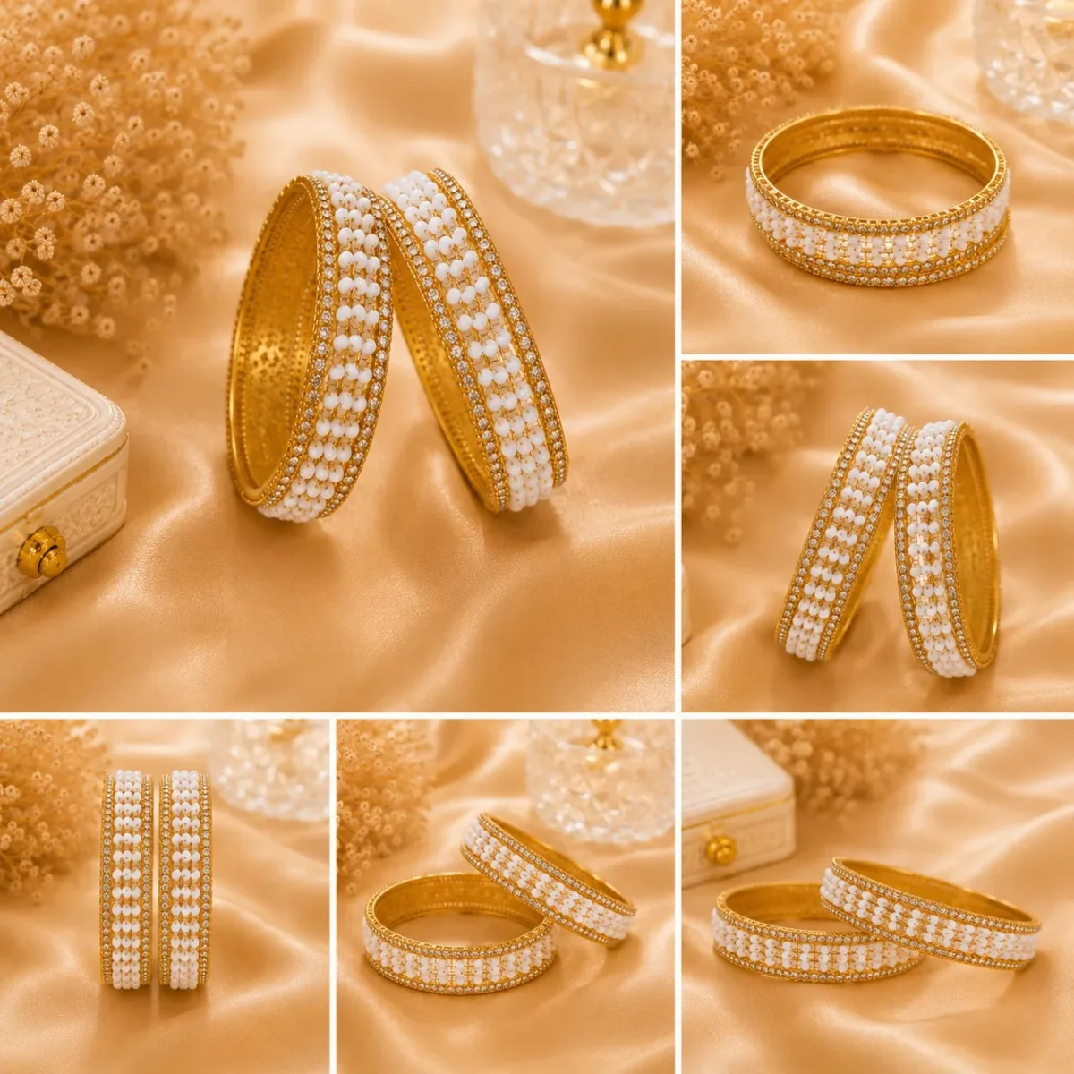 Pearl Beaded Bangles Set Pakistan | Elegant Wedding Bangles - Image 3