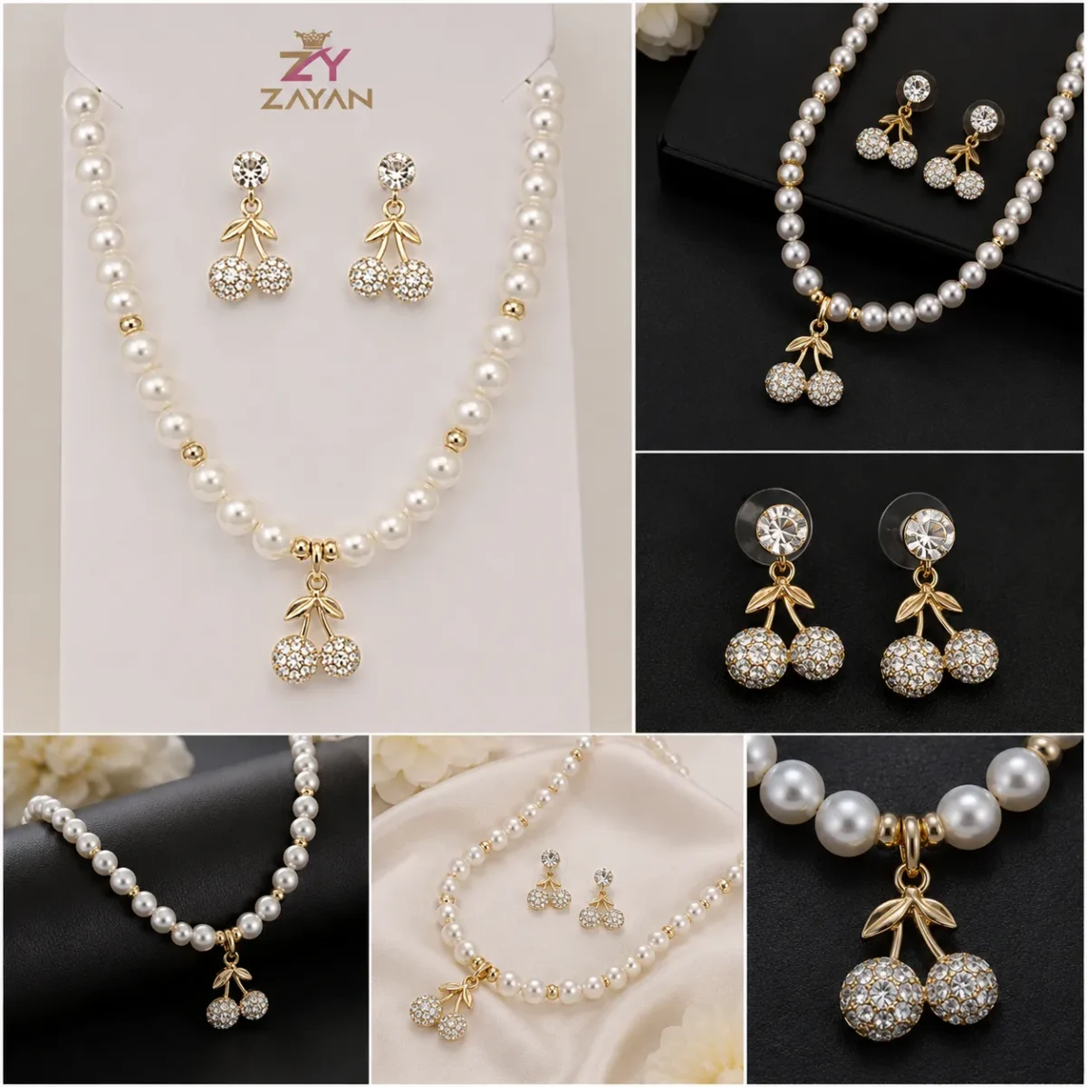 Cherry Pearl Necklace Set for Women – Elegant Artificial Jewelry Pakistan - Image 3