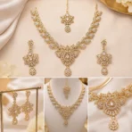 Luxury Zircon Necklace Set for Women Pakistan | Gold - Image 3