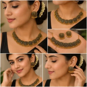 Antique Lotus Choker Necklace Set for Women Pakistan